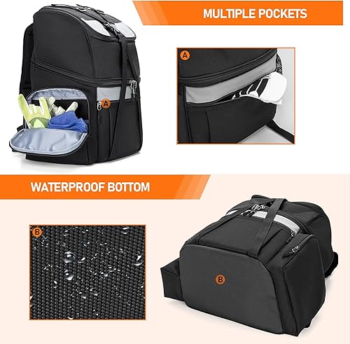 Miniatura 4 de GOBUROS Mochila de bolos con bolsa interior de bolos, bolsa de bolos con soporte de bola de madera y compartimento para zapatos, que puede contener