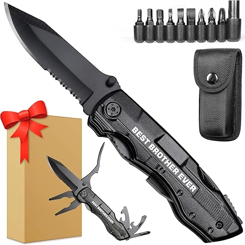 Regalos para hermano, cuchillo multiherramienta "Best Brother Ever", regalos de Navidad para hermano, ideas de regalos de cumpleaños para hermano,