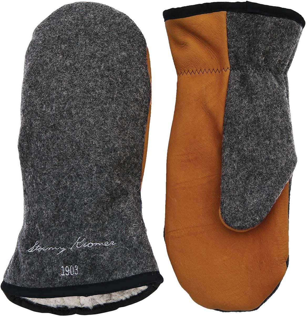 Stormy Kromer Tough Mitts, Leather Outdoor Gloves, Winter Mittens with Sherpa