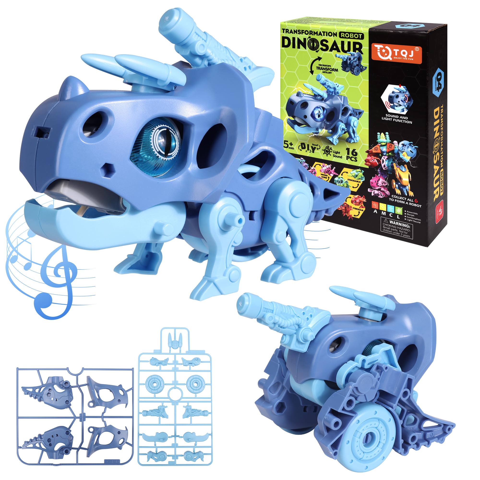 TQJ Robot Dinosaur Toys Triceratops Transformed into Ground Chariot Transforming Toys Take Apart Dinosaur Toys - Gift Toys for Boys 5 6 7 8 9 Years Old Birthday Christmas Children's Day