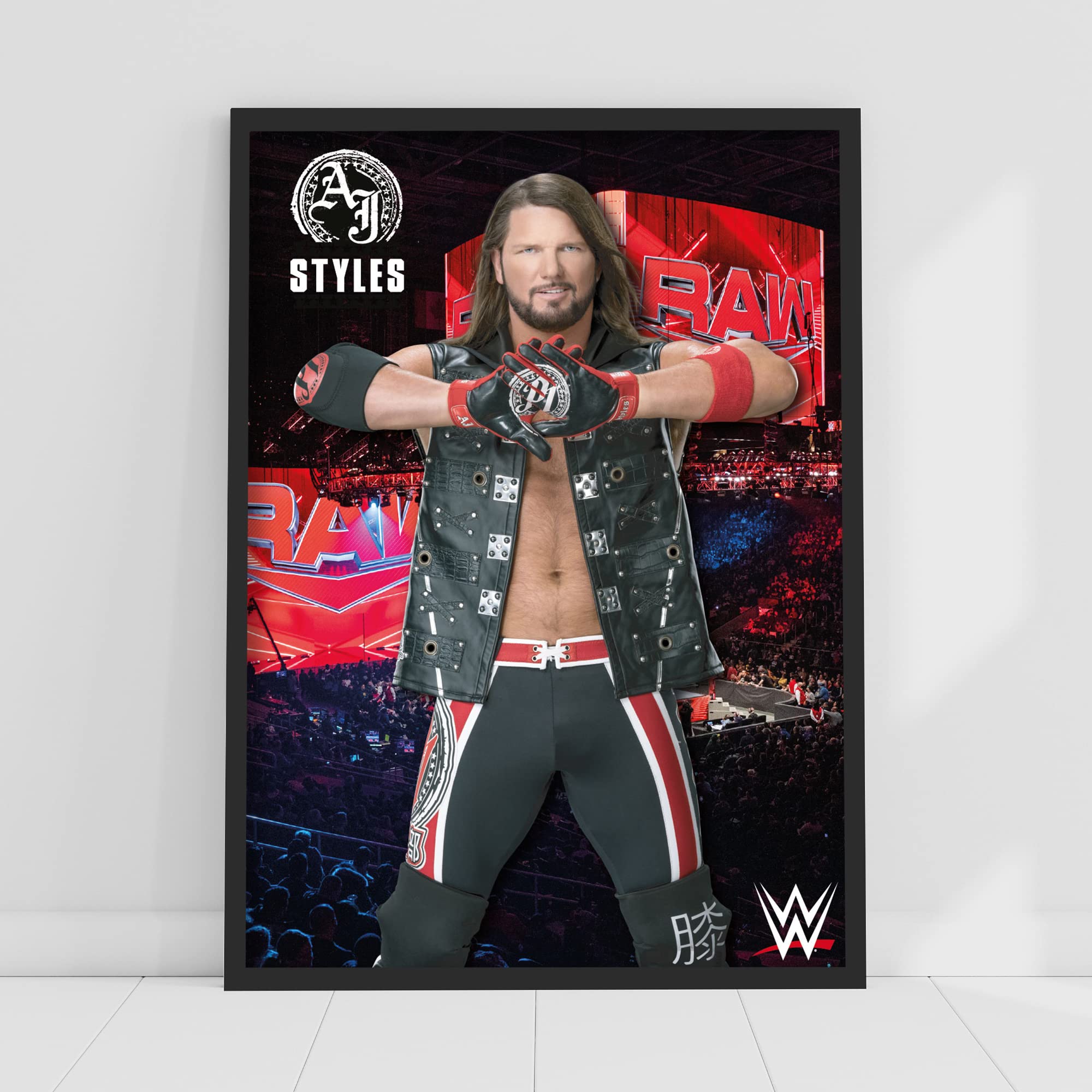 Themed Wwe Print - Aj Styles Crowd Poster Wrestling Art (A3-29.7Cm X 42Cm)