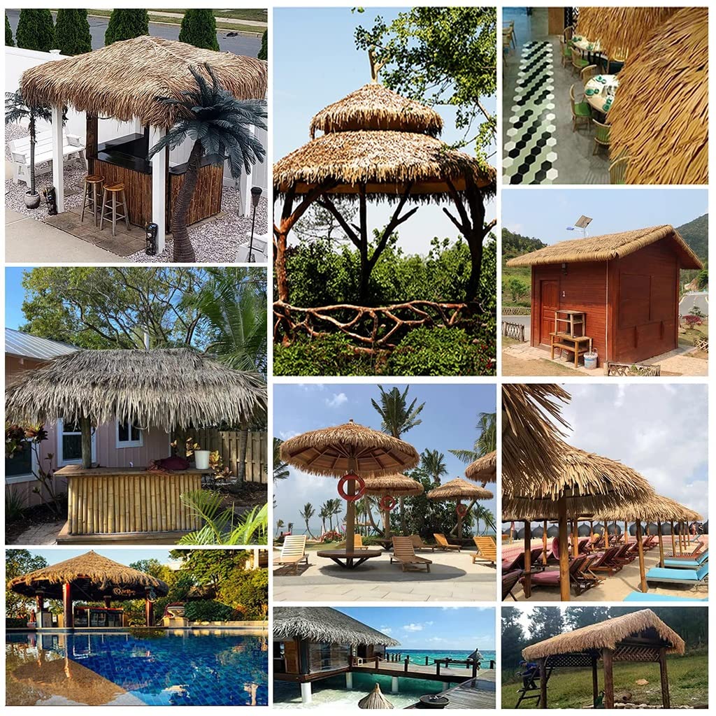 Künstliche Palmen-Strohdach-Rolle, 99,8 x 49,8 cm, PE-Kunststoff, Simulations-Strohziegel für Tiki-Bar, Outdoor, Strand, Sonnenschutz, Dekoration, natürlicher Kunstrasen, Regenschirm, Größe 1 x 0,5 m