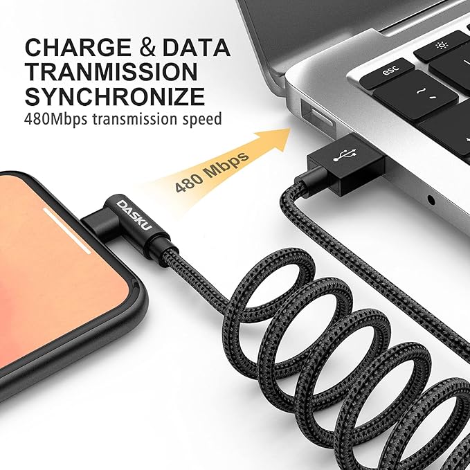 90 Degree iPhone Charging Cable 2Pack 10ft Right Angle Nylon Braided Lightning Charger Cord Compatible with iPhone 14 13 12 11 Pro Max XS XR X 8 7 6 5 Plus iPad(Black)