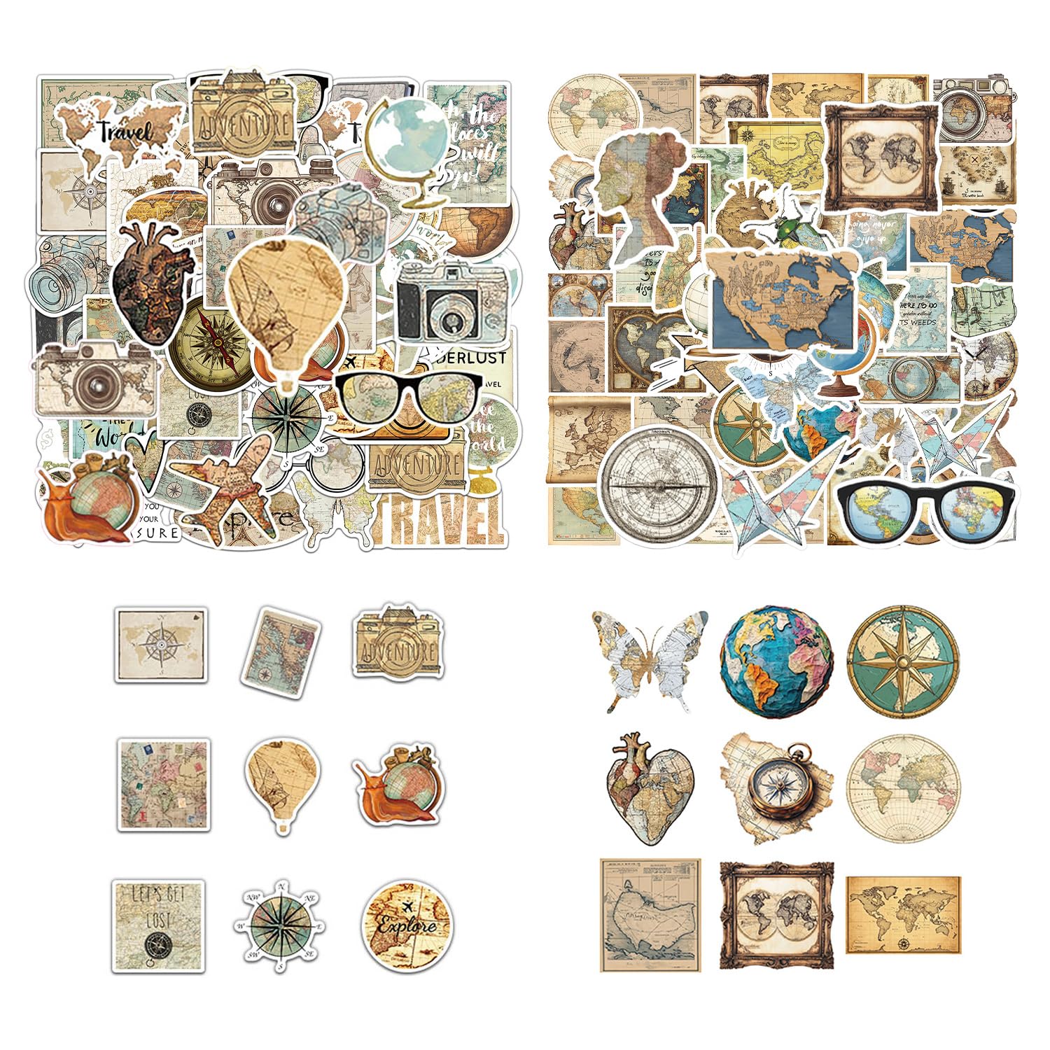 Ubsiuh Multicolor 100 Retro Travel Stickers, National City Landmark Stickers, Souvenirs Of Travel Attractions, Suitable For Decorating Suitcases, Water Cups, Scrapbooks.