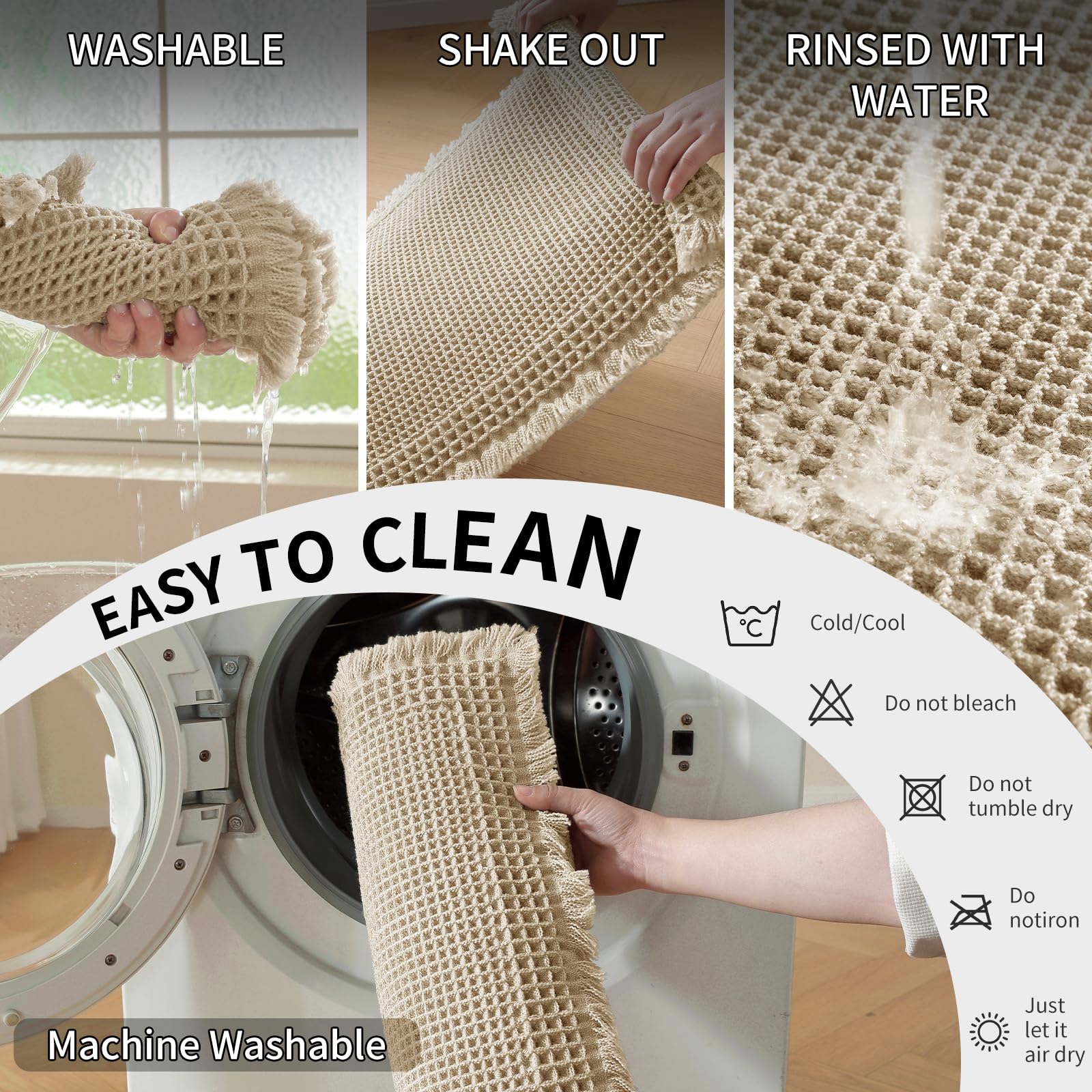 Tapis De Bain Antiderapant 50x80cm Absorbant l'eau Lavable en Machine Marron