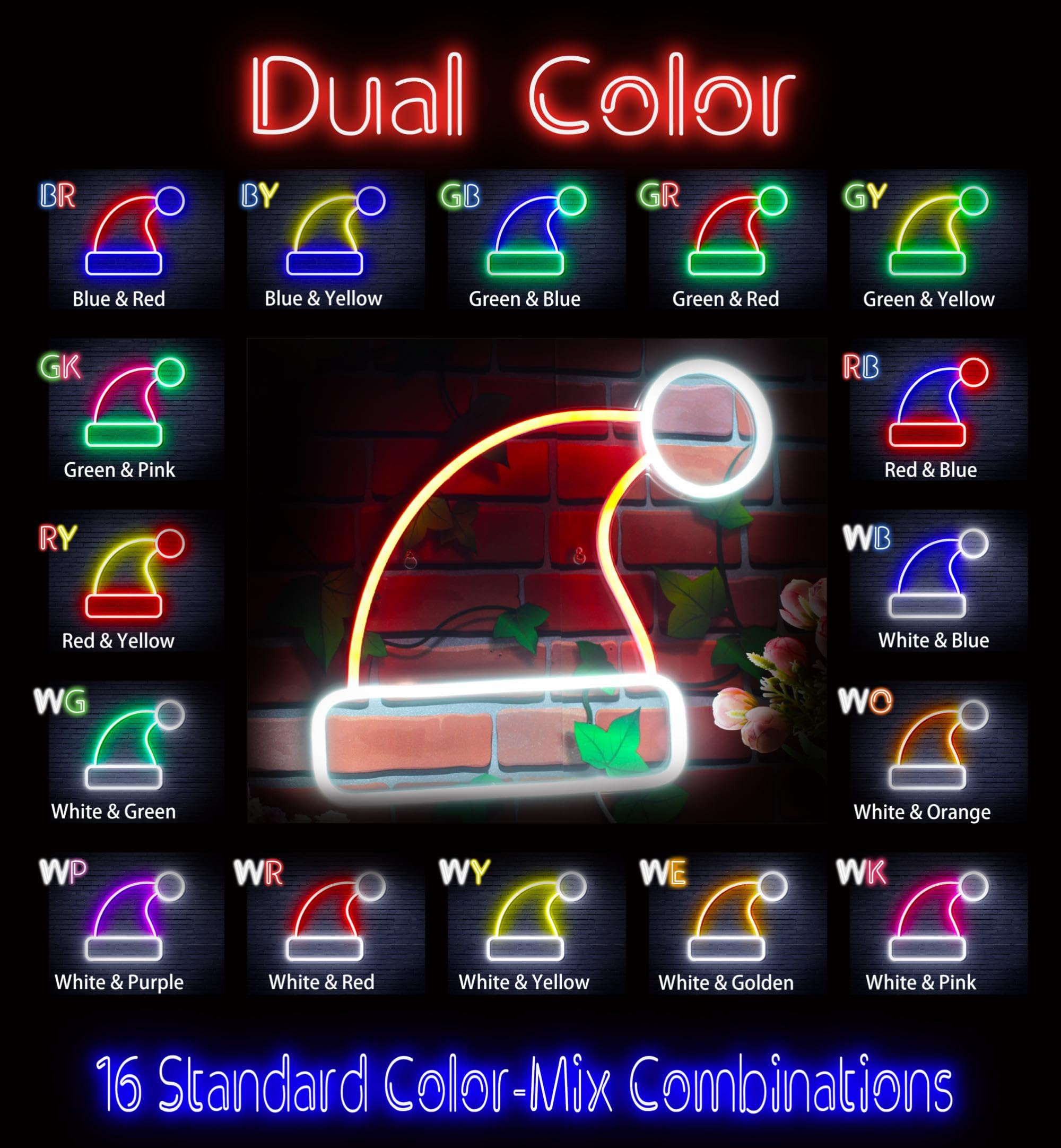 ADVPRO Letrero de neón LED de silicona flexible con sombrero de Navidad, rojo y azul, st16s66-fnu0126-rb