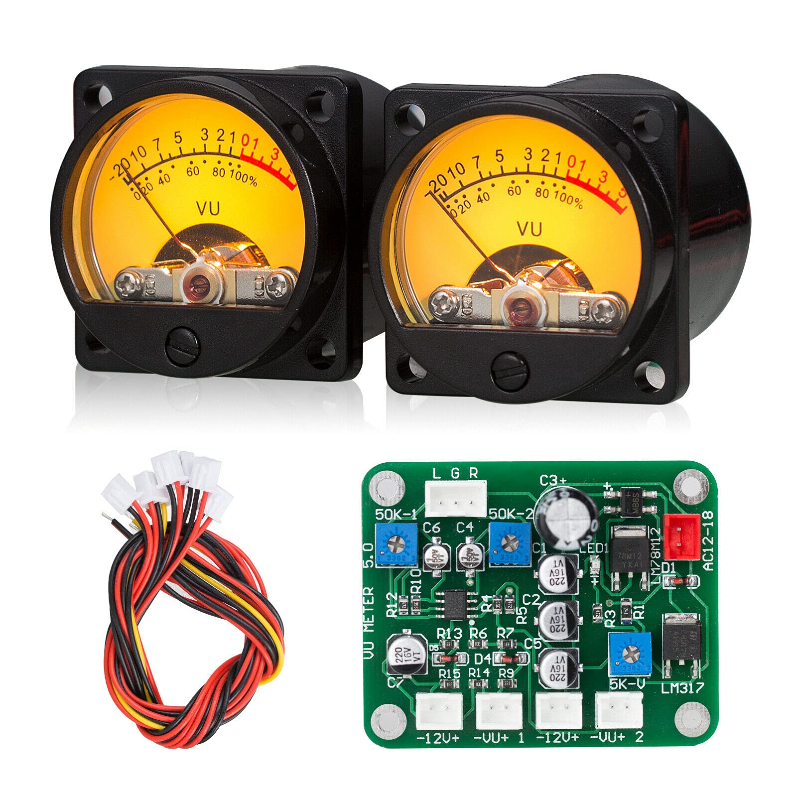 Dual Analog VU Meter DB Panel Schallpegelanzeige mit Treiberplatine für DIY-Verstärker