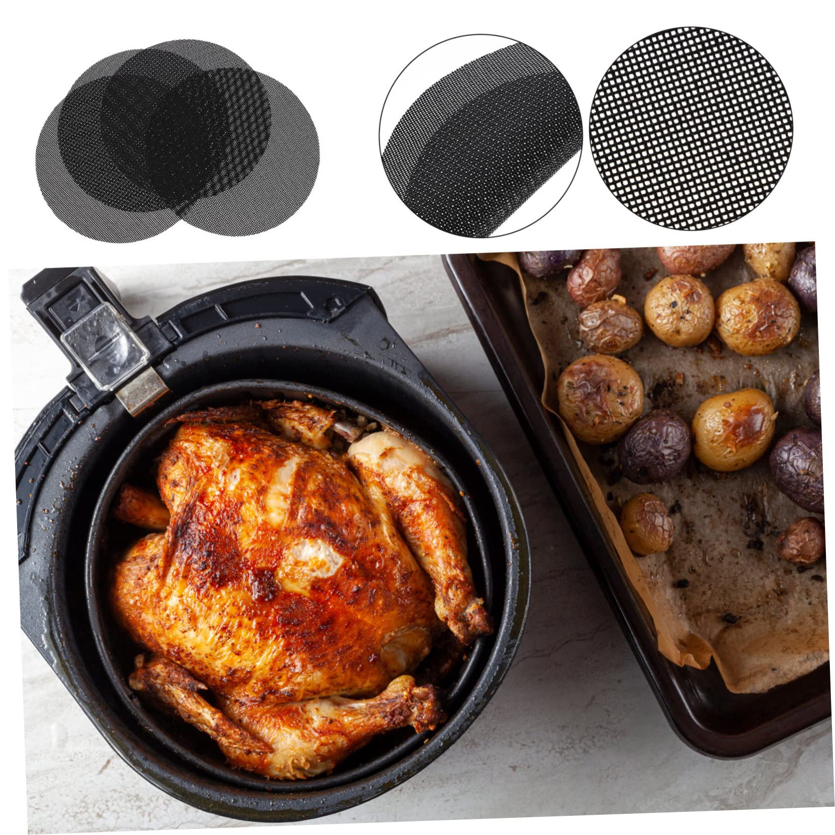 TOPBATHY 12 Stück Heißluftfritteusen Pad Heißluftfritteusen Zubehör Mikrowellen Luftfritteusen Backeinlagen Wiederverwendbare Unterlage Für Heißluftfritteuse Rechteckige