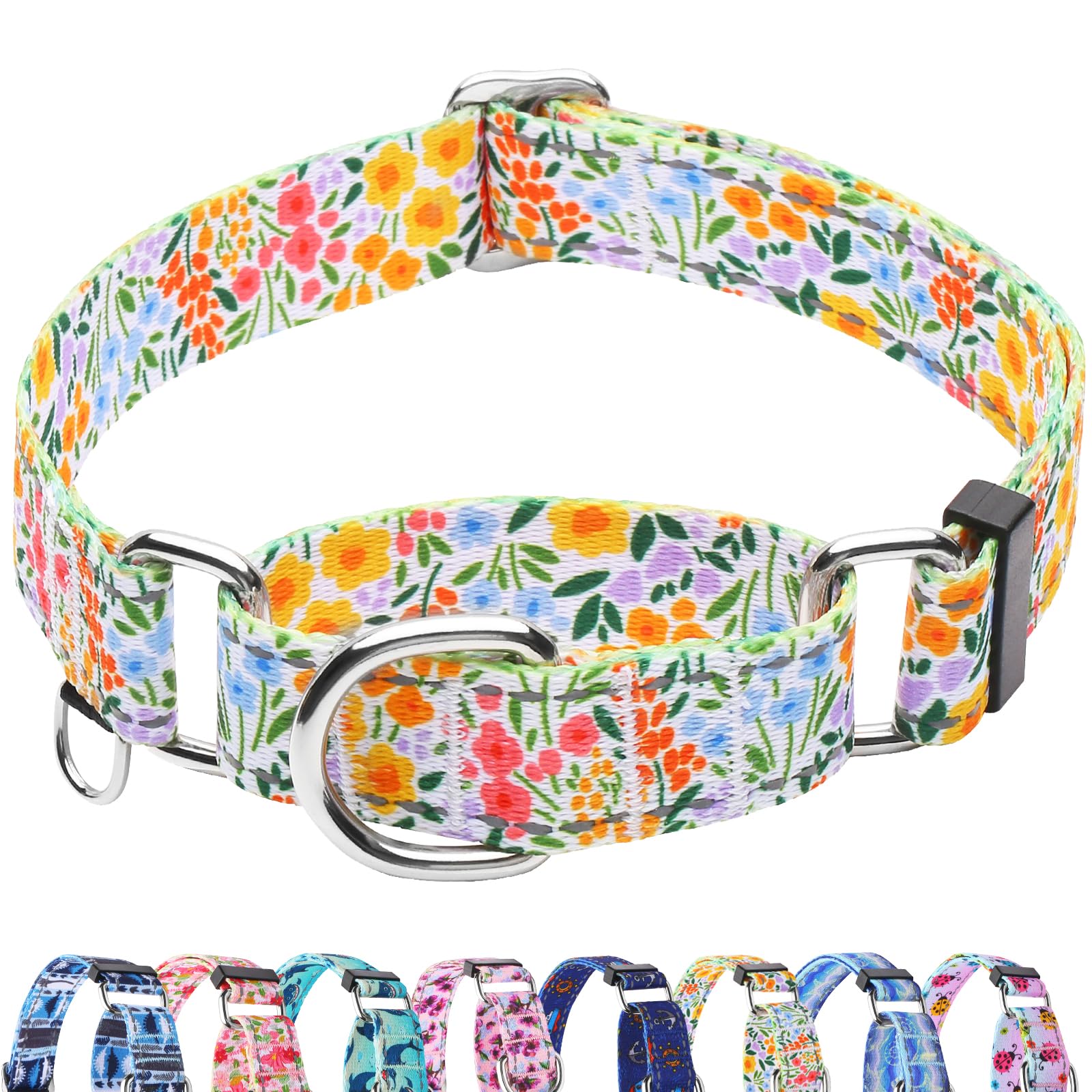 Fidohug Reflective Martingale Collar Yellow Flower