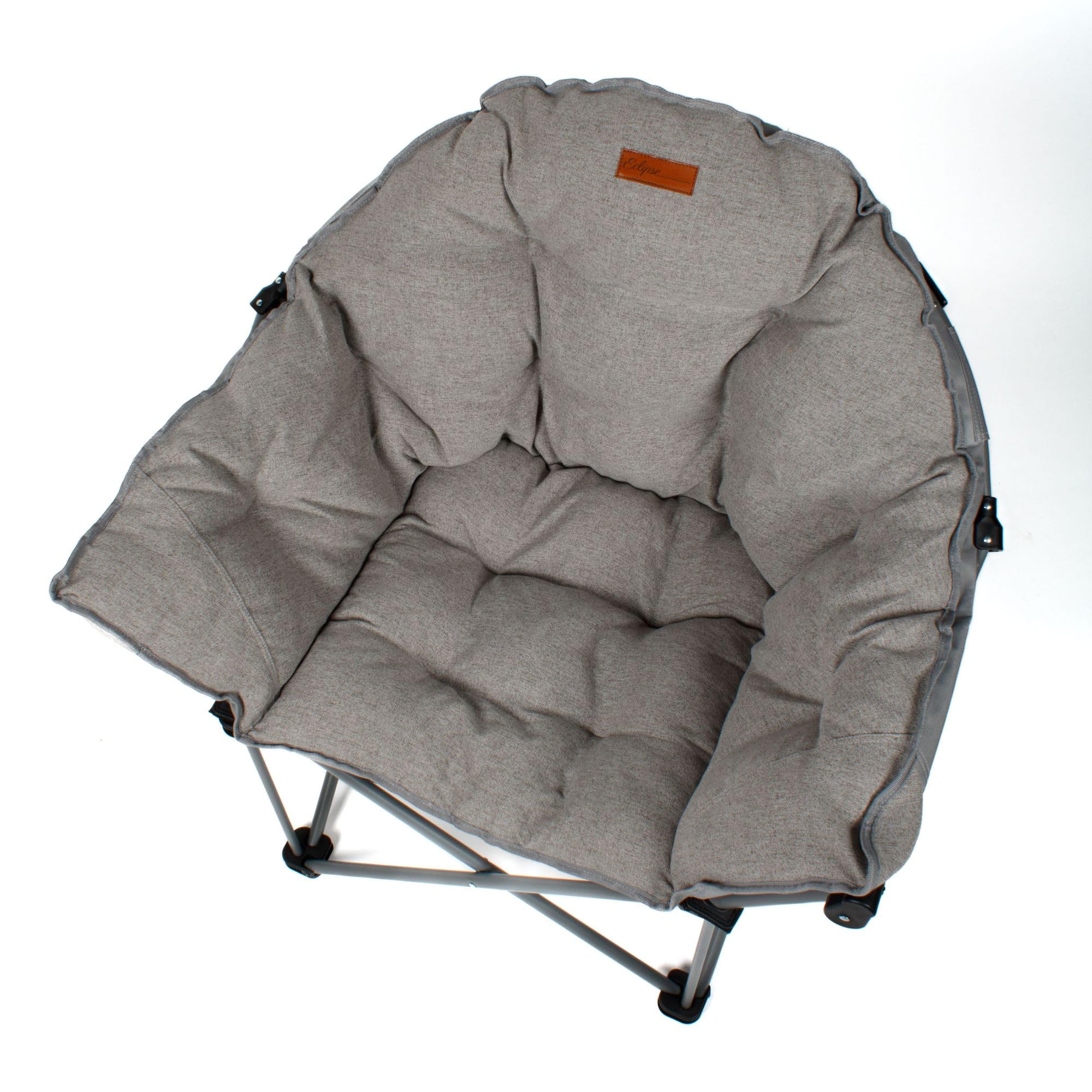 Eclipse Glampingstuhl Outdoor Campingstuhl Moonchair Super 200 KG | Soft Relax Stuhl klappbar Strandstuhl Balkonstuhl oder Gartenstuhl mit Tragetasche Modell: Atlas, Stofffarbe Stuhl:Grau