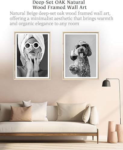 Miniatura 5 de iHery Arte de pared con marco de madera de roble natural beige dimensional, 12 x 16 pulgadas, arte de lienzo de lujo de Audrey Hepburn, arte de moda