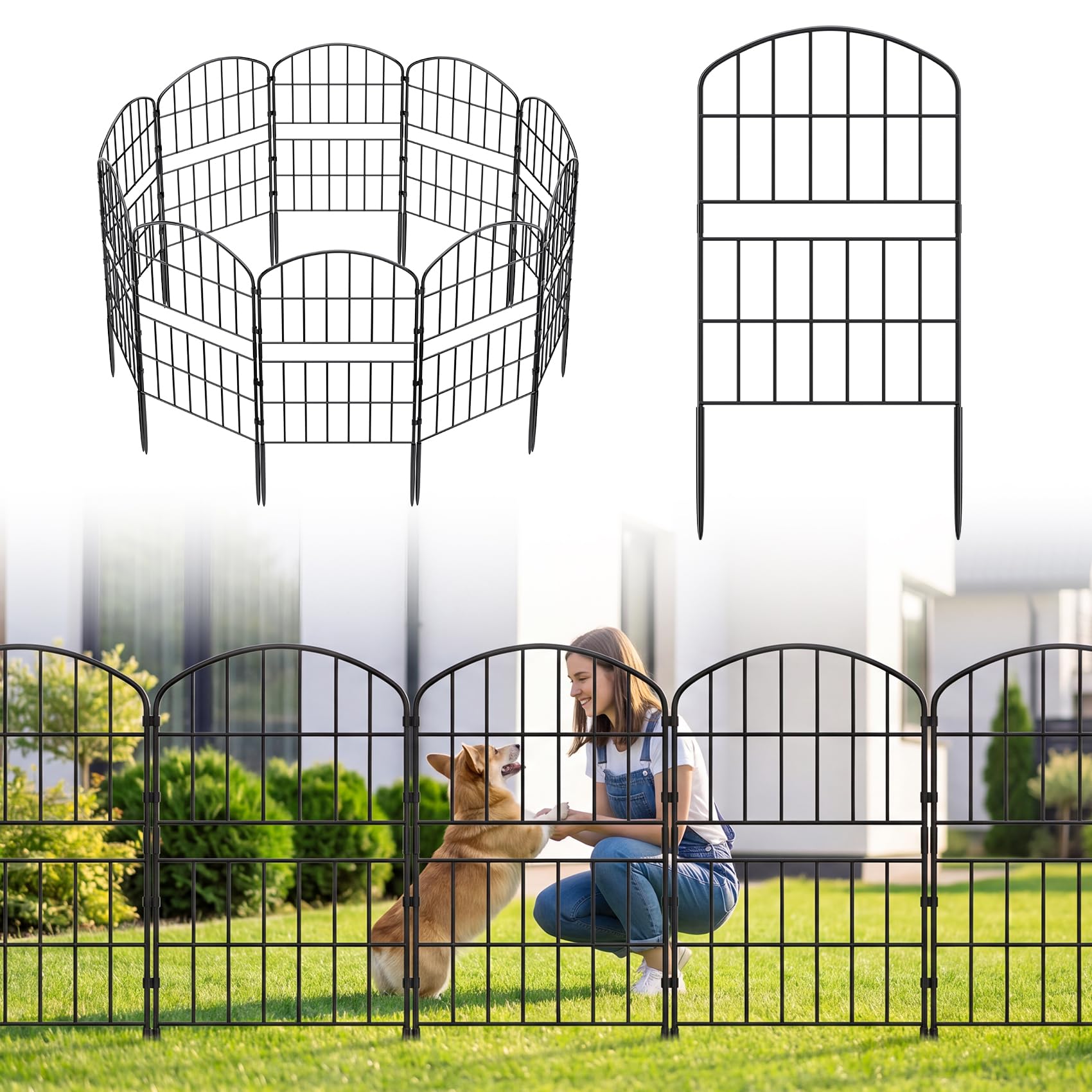 KIMAZO Decorative Garden Fence Fencing 7 Pack, 32.5in (H) x 10ft (L) Rustproof Metal Wire Panel Border Animal Barrier for Dog, Flower Edging for Yard Landscape Patio Outdoor Decor-image-30