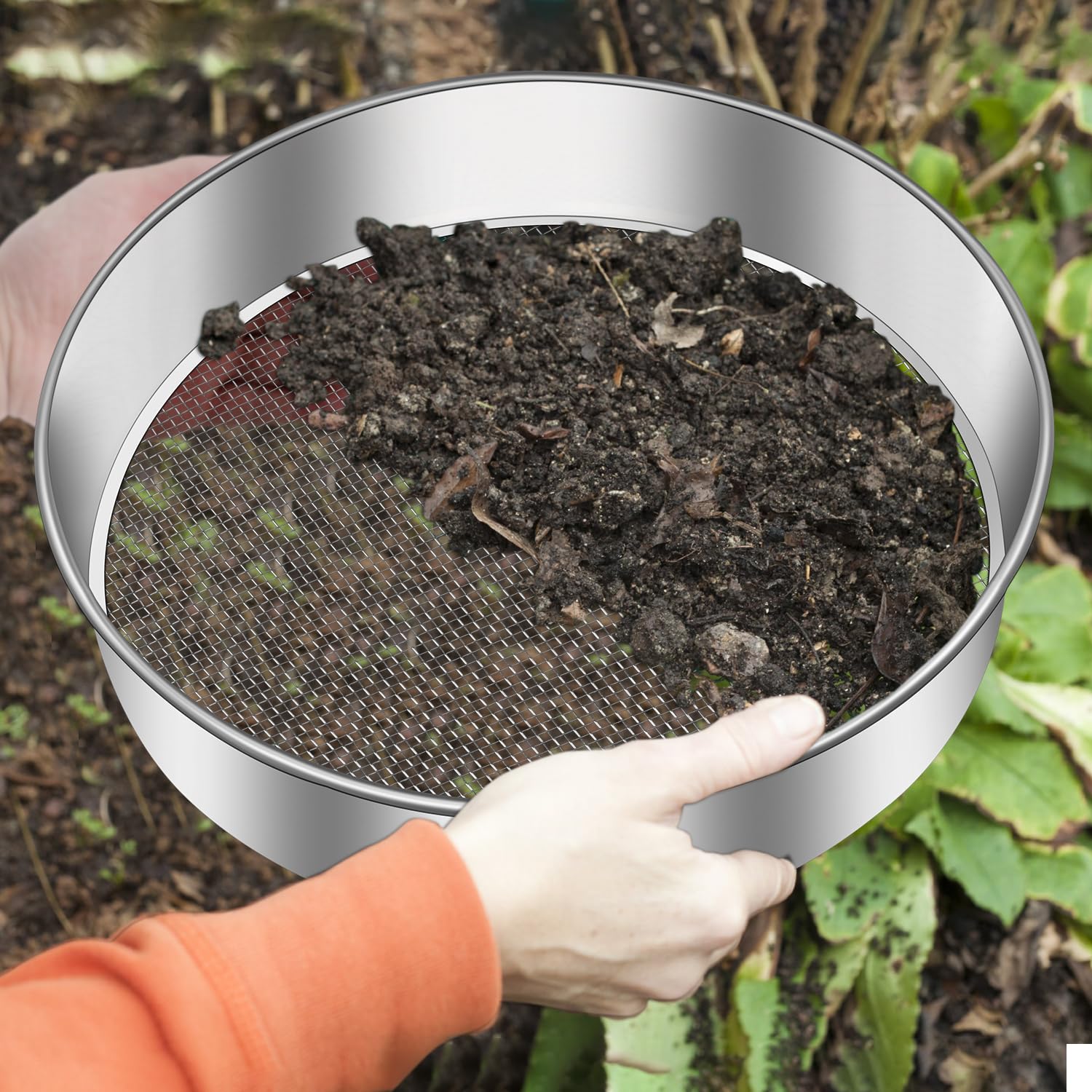 Tamis De Jardin 30 Cm Avec 5 Tamis Interchangeables En Acier Inoxydable - Tamis à Compost, Sol, Sable + Pelle Incluse