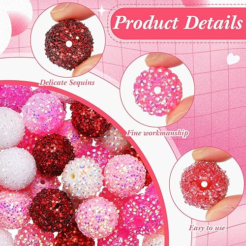 Miniatura 3 de Riceshoot 84 cuentas redondas de diamantes de imitación de 0.78 pulgadas (0.787 in), cuentas de resina de cristal para pulseras, collares, aretes,