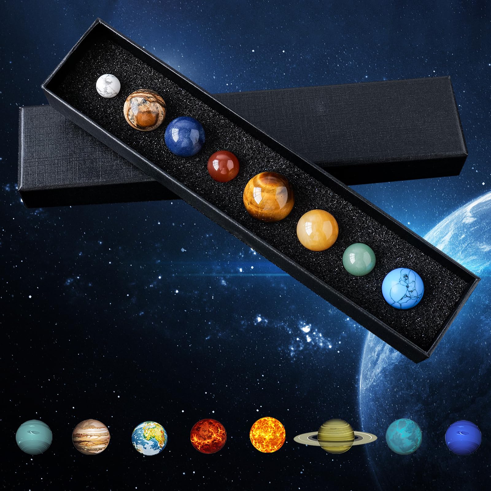 Gsycle 8 Planeten Sonnensystem Dekoration - Kristall-Kugeln Für Schreibtisch & Meditation