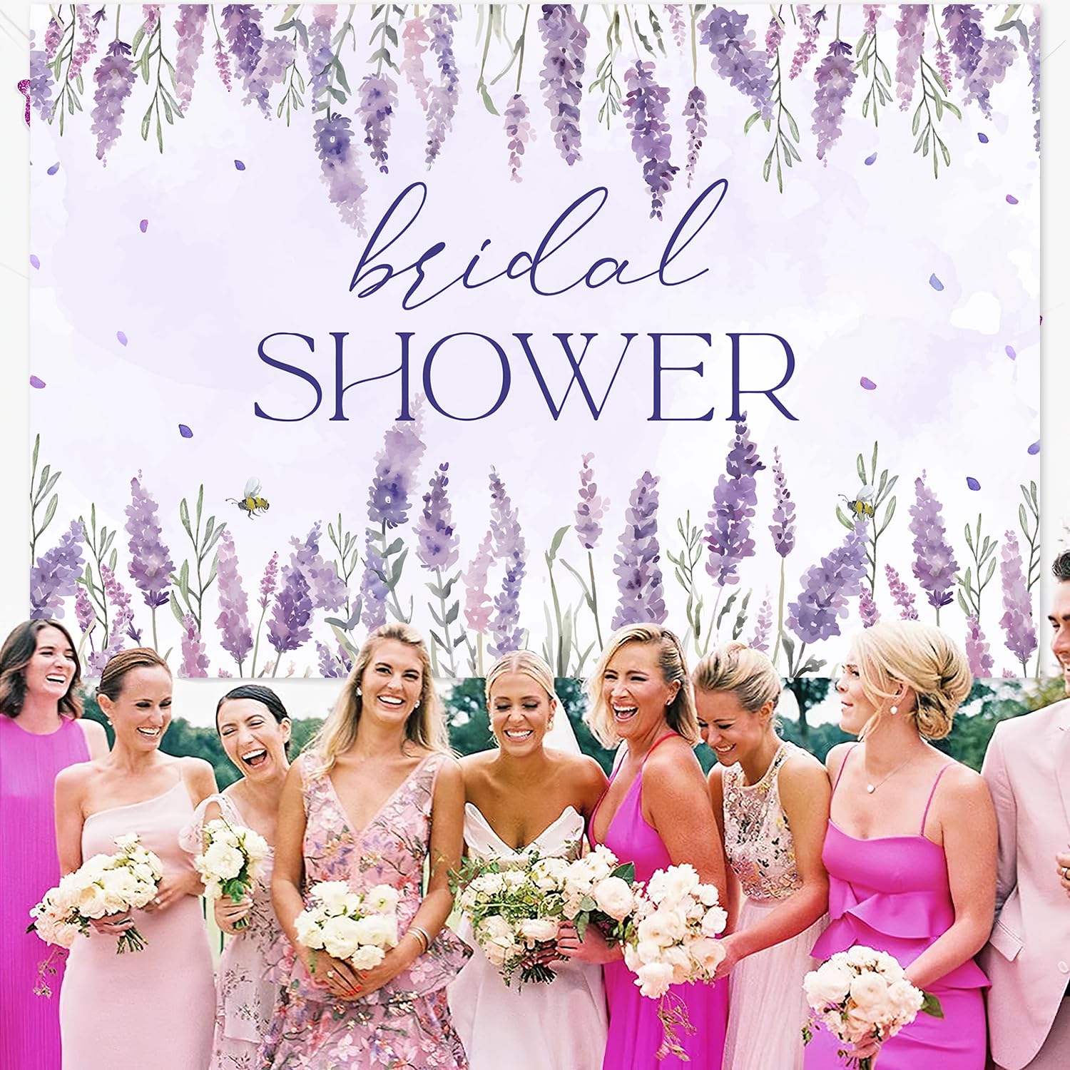 Amazon.com : Lavender Bridal Shower Backdrop Purple Floral Bride to Be  Photography Background Cloth Decoration for Purple Better Togther Wedding  Bachelorette Engagement Party Supplies Photo Booth Props 5 * 3ft :  Electronics