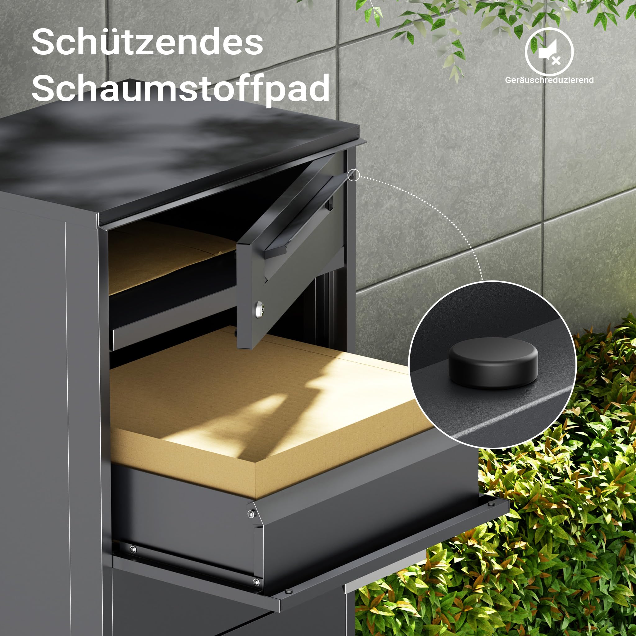 Paketkasten Anthrazit 500 x 370 x 1120 mm, Paketbox Zuhause, Private Paketannahme passend für Pakete und Päckchen, Standbriefkasten Stahl