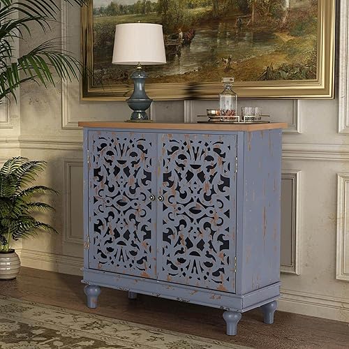 PHI VILLA Armario de entrada con 2 puertas, armario de almacenamiento rústico para sala de estar, dormitorio, dormitorio