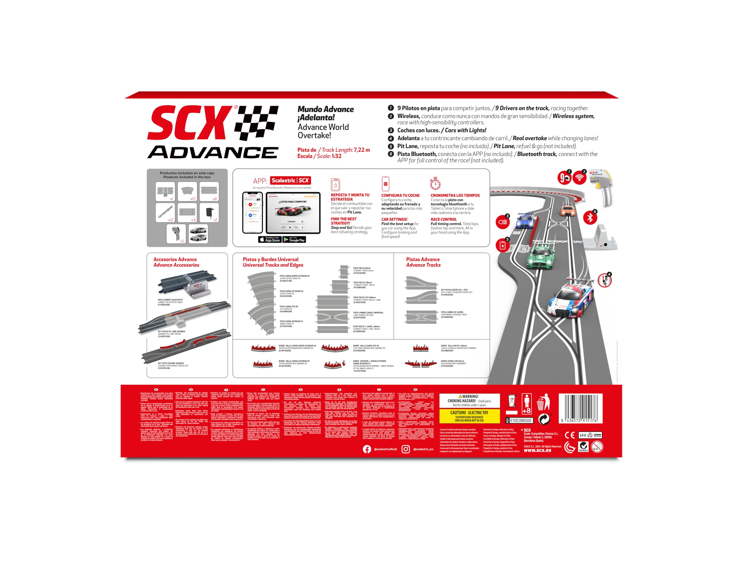 SCALEXTRIC - Circuito Advance - Pista de Carreras Completa - 2 Coches Incluidos - Escala 1:32 (Set Touring Series Advance)