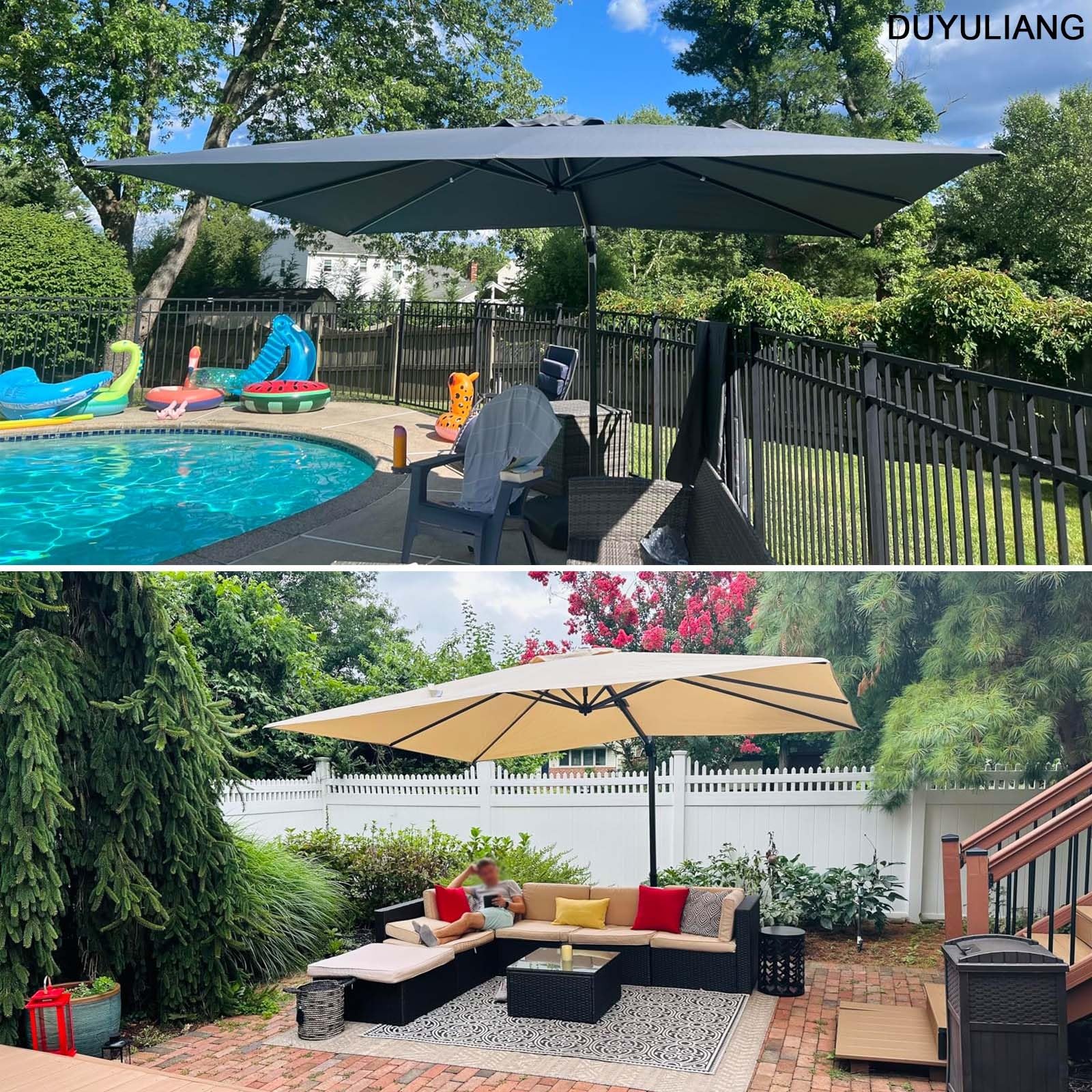 Auvent De Remplacement Pour Parasol 300×300cm 300x200cm 200x200cm - Toile De Rechange Pour Parasol Déporté Carré Dessus De Parapluie Rectangulaire En Polyester - 4/6/8 Baleines(Off-white,3X3m)