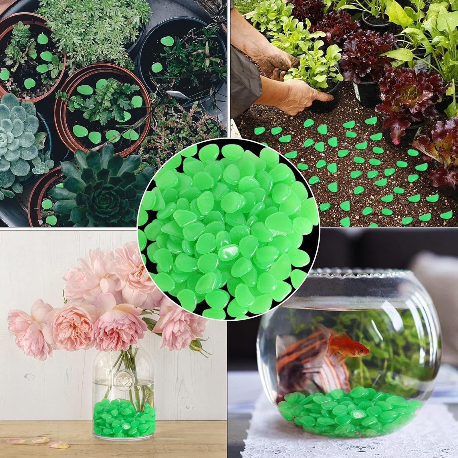Pietre Fosforescenti da Esterno | 200 Pezzi di Pietre Luminose Da Giardino Esterno - Ciottoli Luminosi da - per Acquario Giardino Sentiero Passo Carrabile Patio Paesaggistica Terrario Feste