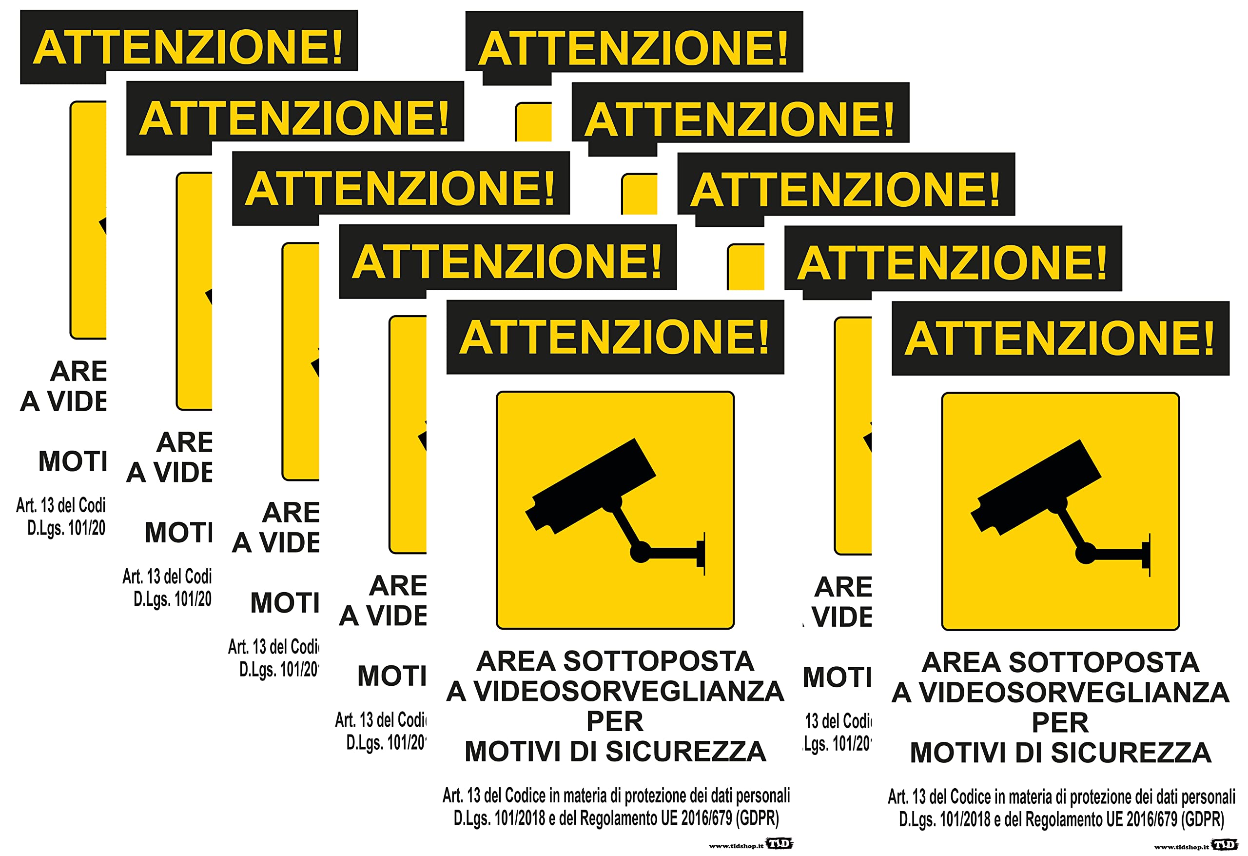 Cartel de señalización de aluminio - Área subpuesta a videovigilancia para raciones de seguridad - 20 x 30 cm (10, 20 x 30 cm)