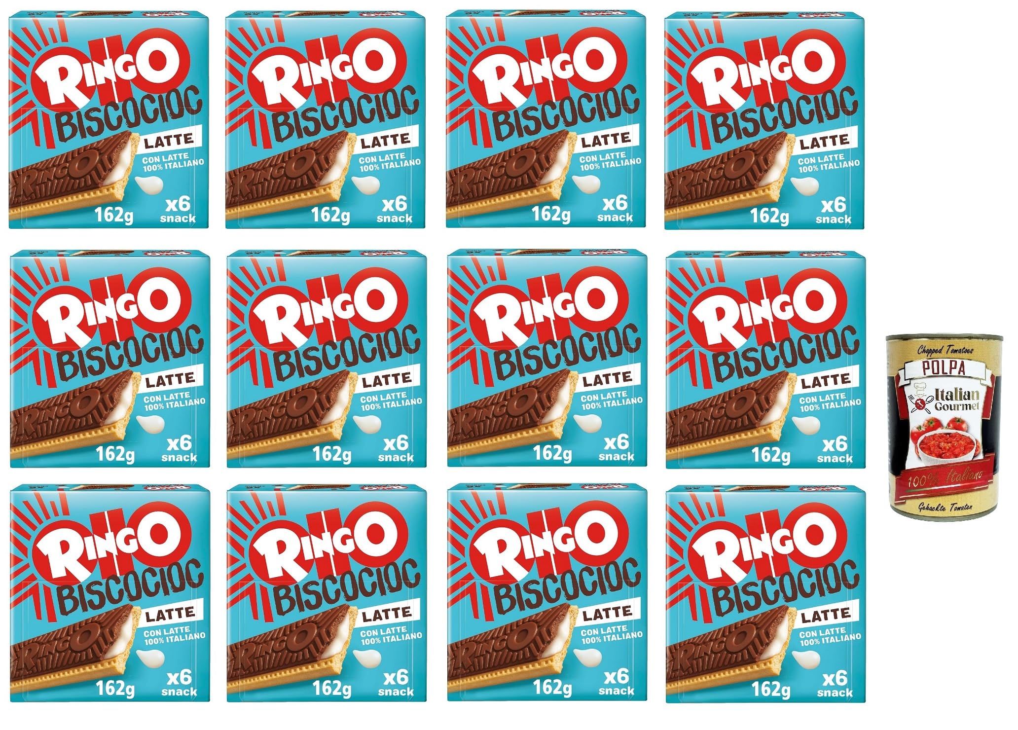 Italian Gourmet Ringo Bisco Cioc Latte biscotto Keks Schoko Milch 12 x 162g