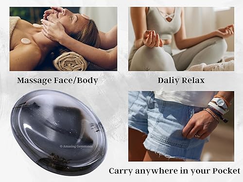 Vista 35 de Cristales de piedra de preocupación de cuarzo rosa y piedras curativas, piedras de preocupación para regalos de alivio del estrés, cristal de piedra