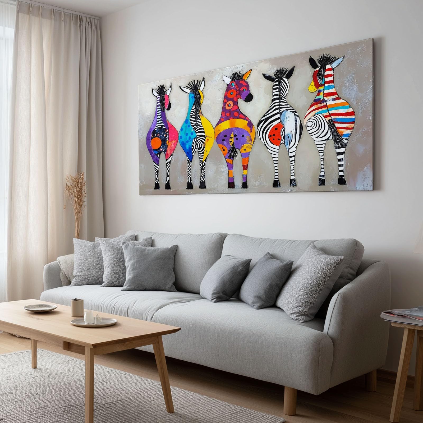90 x 60 cm Wohnzimmer Deko Tiere Zebra Graffiti Kreativ Pop Art Wandbild Kunstdruck auf Leinwand Bild Schlafzimmer über Bett Room Kinderzimmer Decor, Vlies Wandbild Kunstdruck Wanddeko