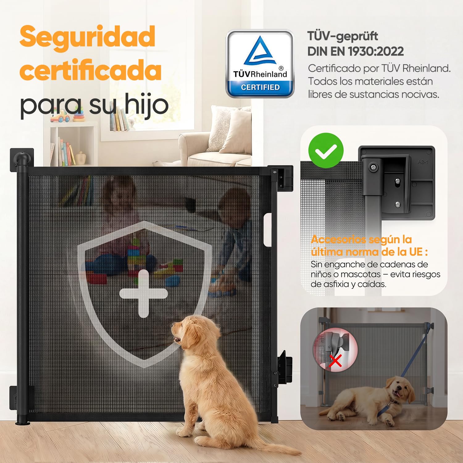 Sekey Barrera Extensible para escaleras 0-150 cm – Altura 97 cm, Sin taladrar + Tornillos incluidos | Cancel Plegable para Puerta, Escalera, Perro (Pack de 2)