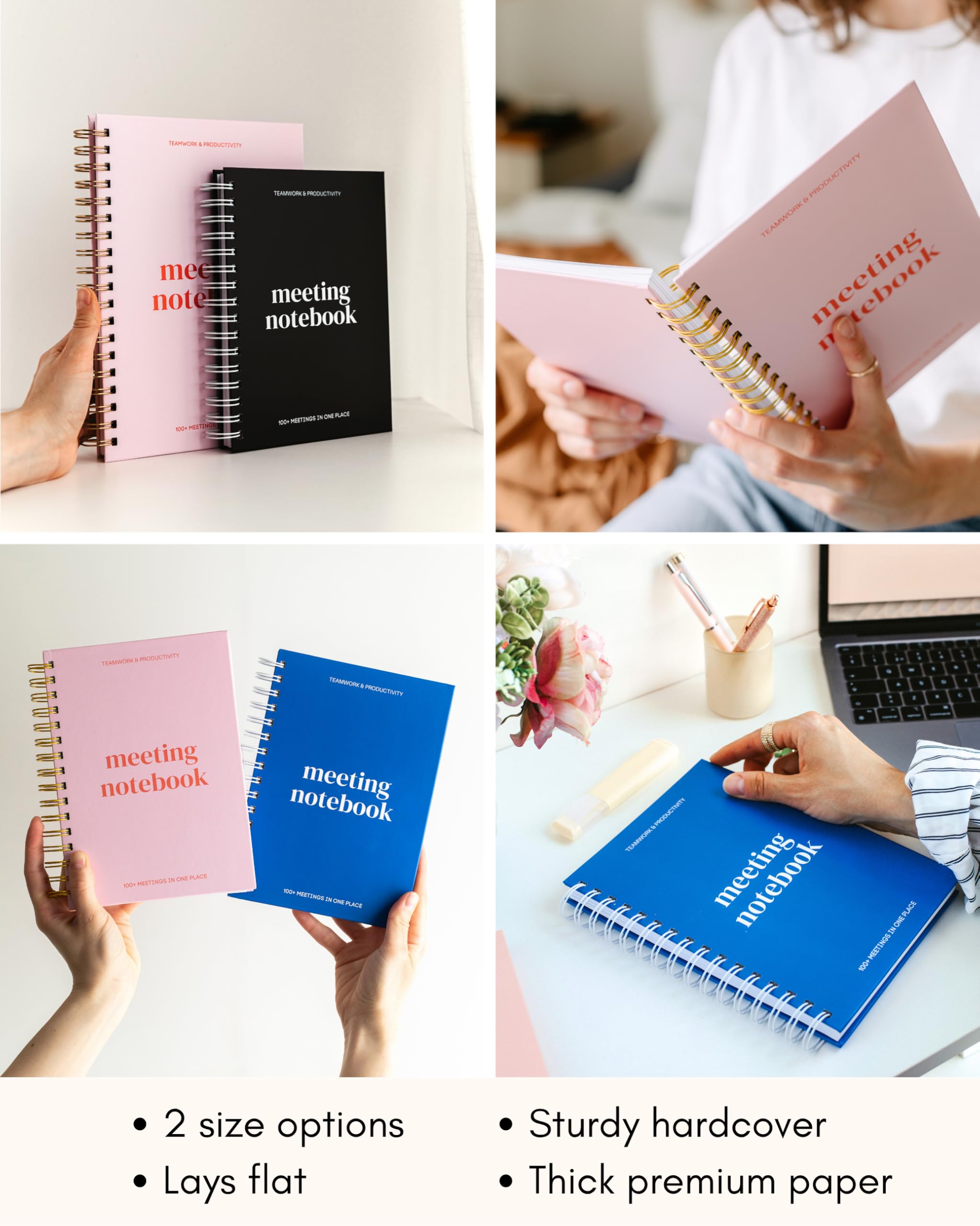 Lamare Cuaderno de reuniones para organización del trabajo, cuaderno de trabajo para tomar notas | Mantente organizado con más de 100 páginas de reuniones, artículos de acción y planificación de proyectos