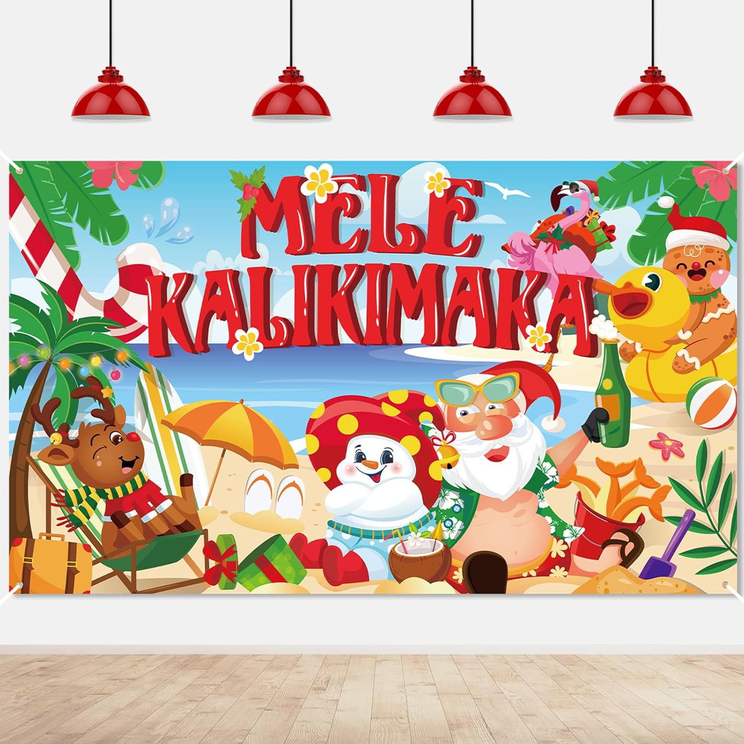 HOWAF Mele Kalikimaka Banner for Tropical Christmas Party