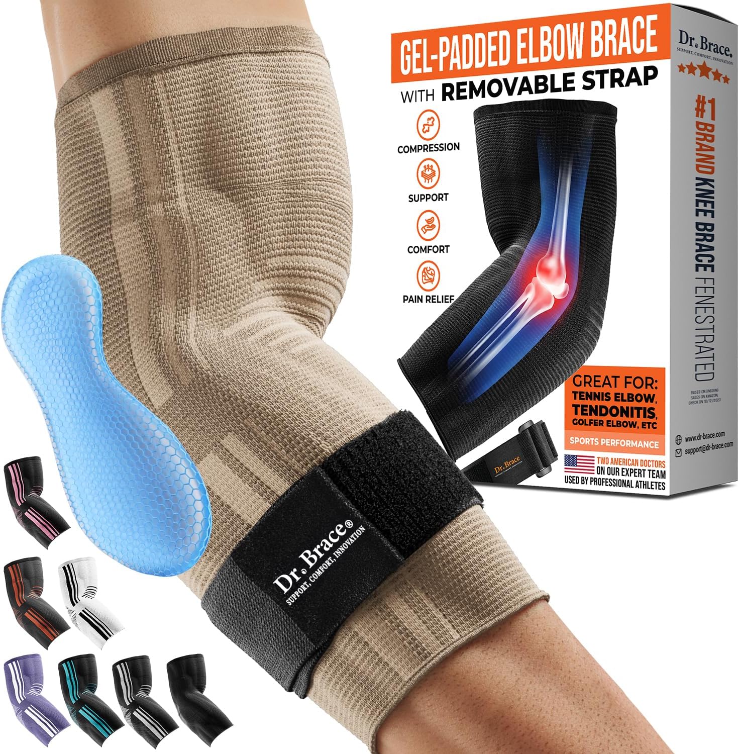 DR. BRACE® Elite Elbow Brace, Breathable Elbow Compression Sleeve