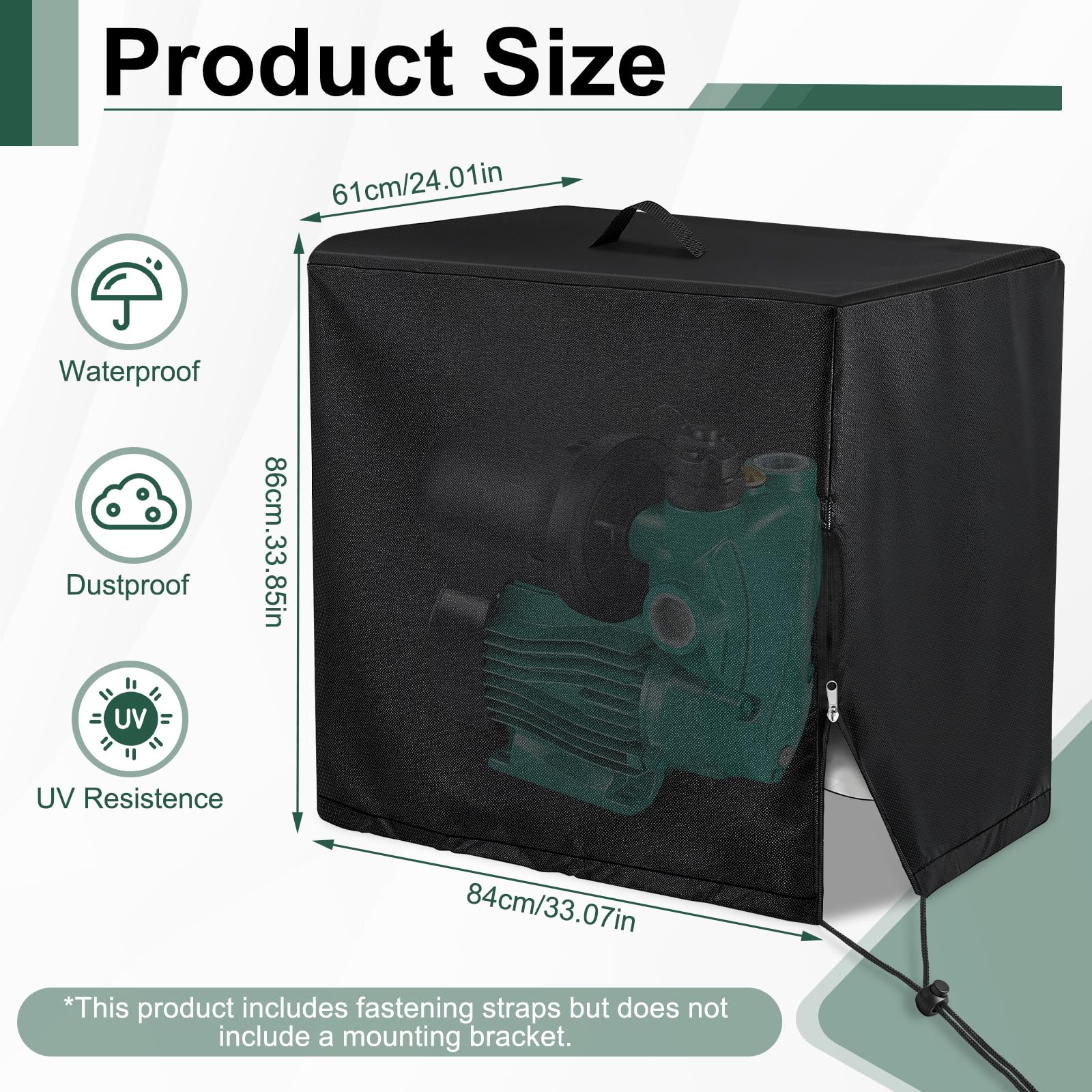 Cubierta para Bomba De Piscina, Cubierta De Filtro De Arena Piscina, 420D Oxford Lona Cubierta Bomba Calor Piscina, Resistente a Los Rayos UV Cubierta para Filtro De Piscina, 84x61x86 cm