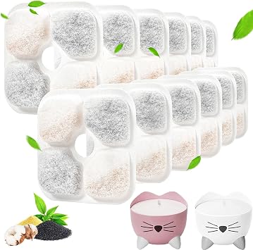 12pcs Cat Water Fountain Filter Compatible Catit PIXI Drinking Fountain | Activated Carbon Filters for Pet Fountain Replacement Filter with Triple Filtration System, Filtre Fontaine Chat