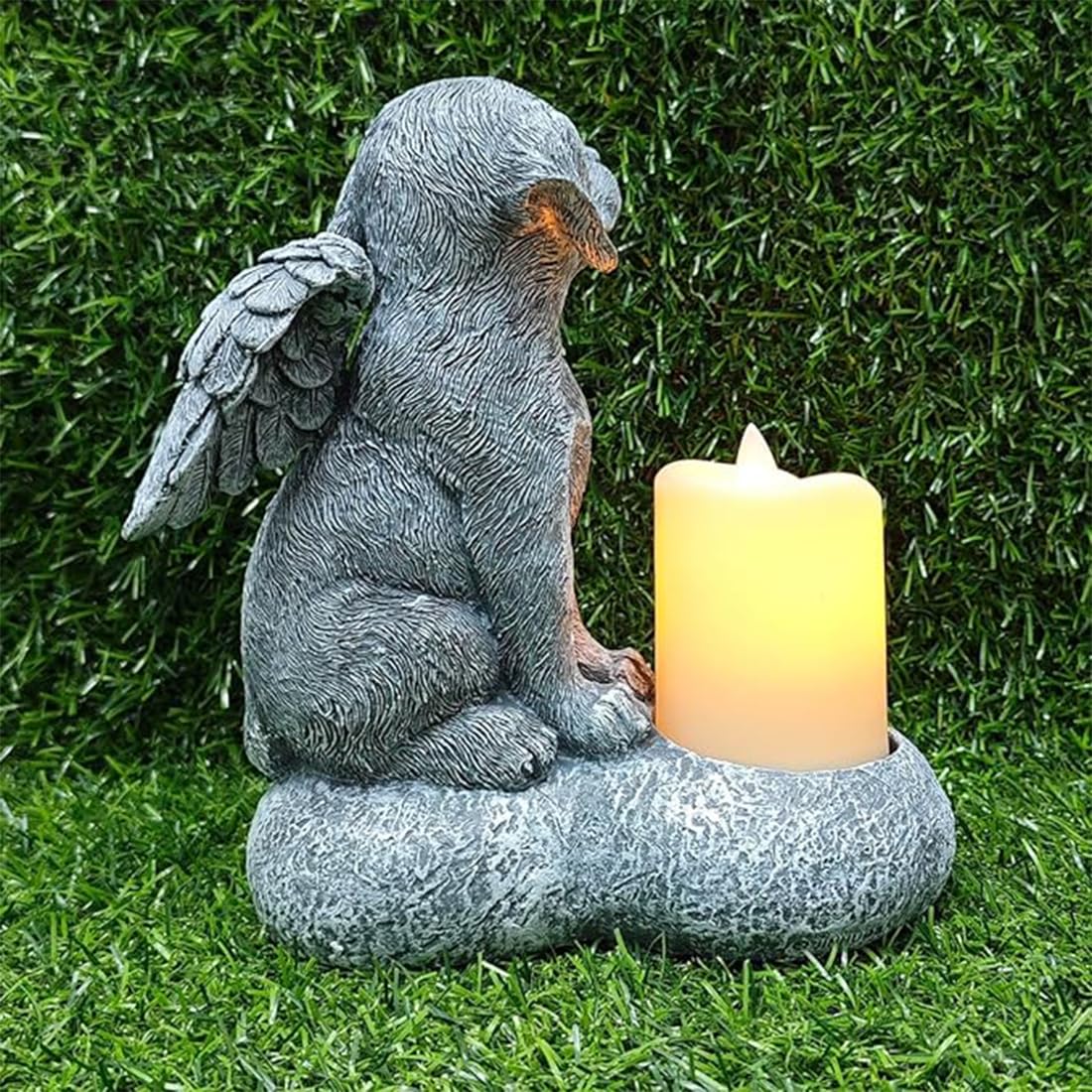 JHB Personalizzato Dog Memorial Pietre da Giardino con portacandele, 3D Dog Headstone Tombstone Pet Grave Markers per la Perdita del Cane di Regali di simpatia (Nota: Candela Non è Incluso!!!)