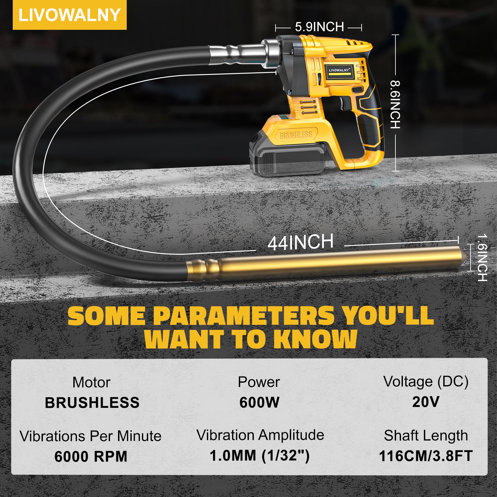 LIVOWALNY Concrete Vibrator - Powerful Air Bubble Removal -2 LIVOWALNY Concrete Vibrator - Powerful Air Bubble Removal -2