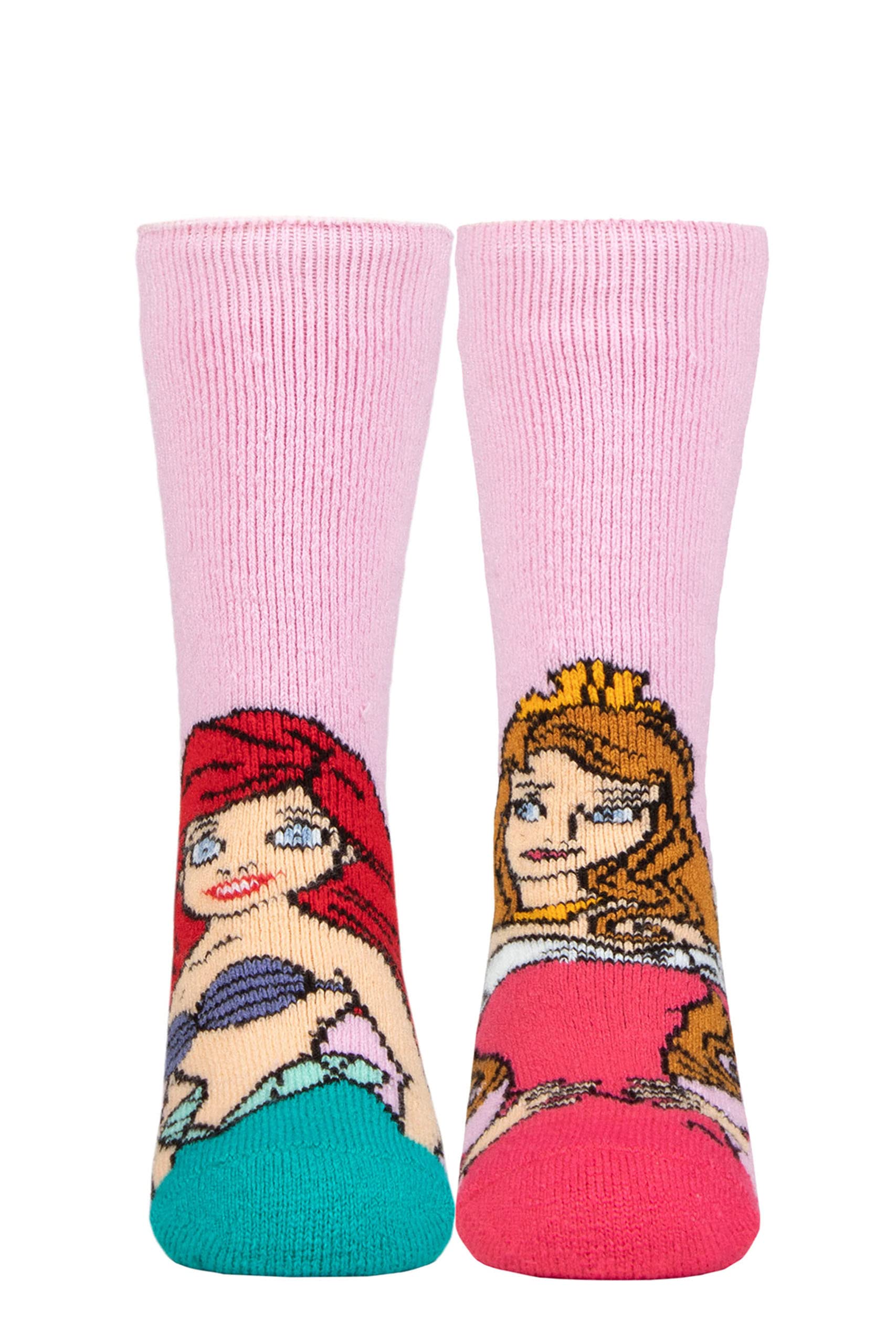 HEAT HOLDERS SOCKSHOP Kids 1.6 TOG Lite Disney The Little Mermaid and Sleeping Beauty Thermal Socks Pack of 1 Pink 9-12