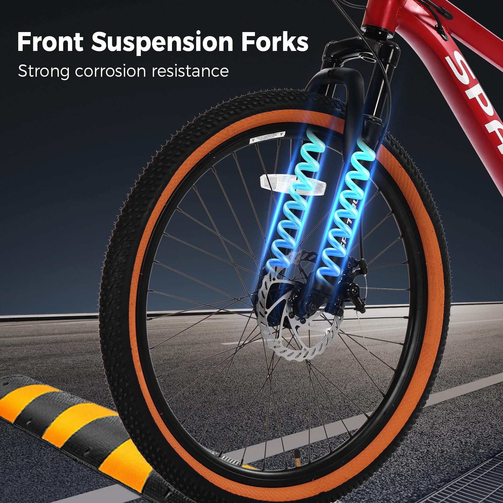 SPATIAL Mountainbike, 24/26/27,5/29 Zoll, Outdoor-Fahrrad, 21/8 Gänge, Aluminiumrahmen | Doppelscheibenbremsen, Verstellbarer ergonomischer Sattel für Männer, Frauen (Rot, 26 Zoll)