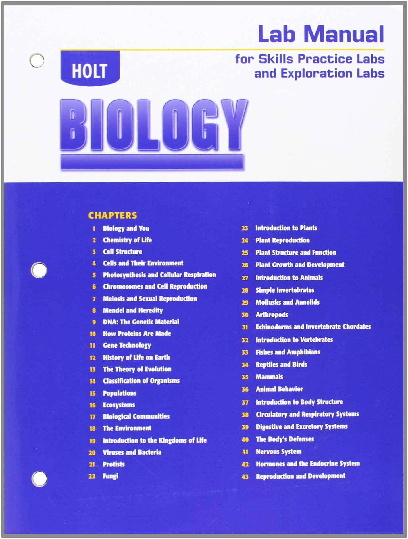 Holt Biology Lab Manual (Skills Practice)