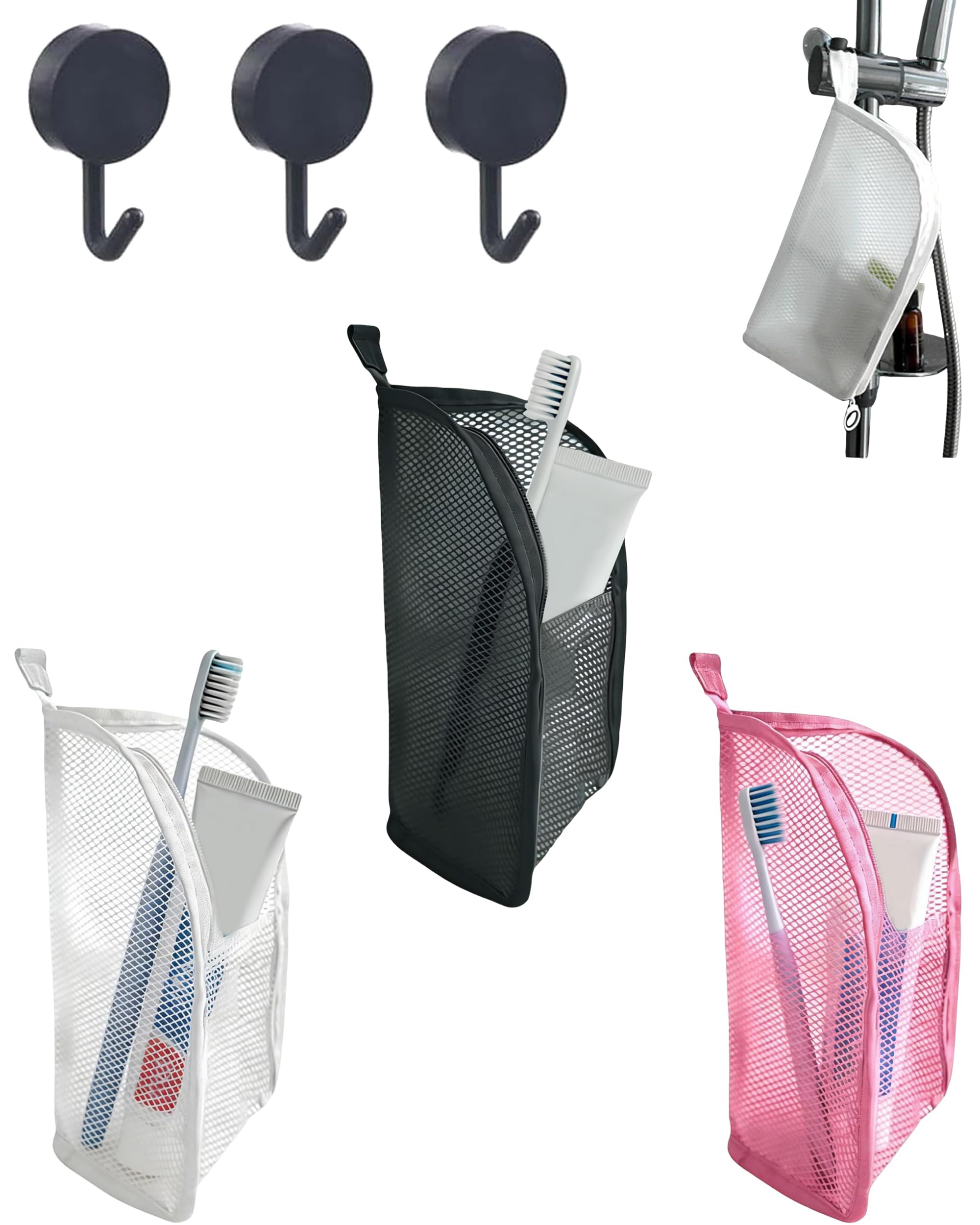 ZOEBER Beauty case da donna, portatile, leggero, da viaggio, in EVA, pieghevole, trasparente, da appendere, organizer per cosmetici (bianco, nero, rosa)