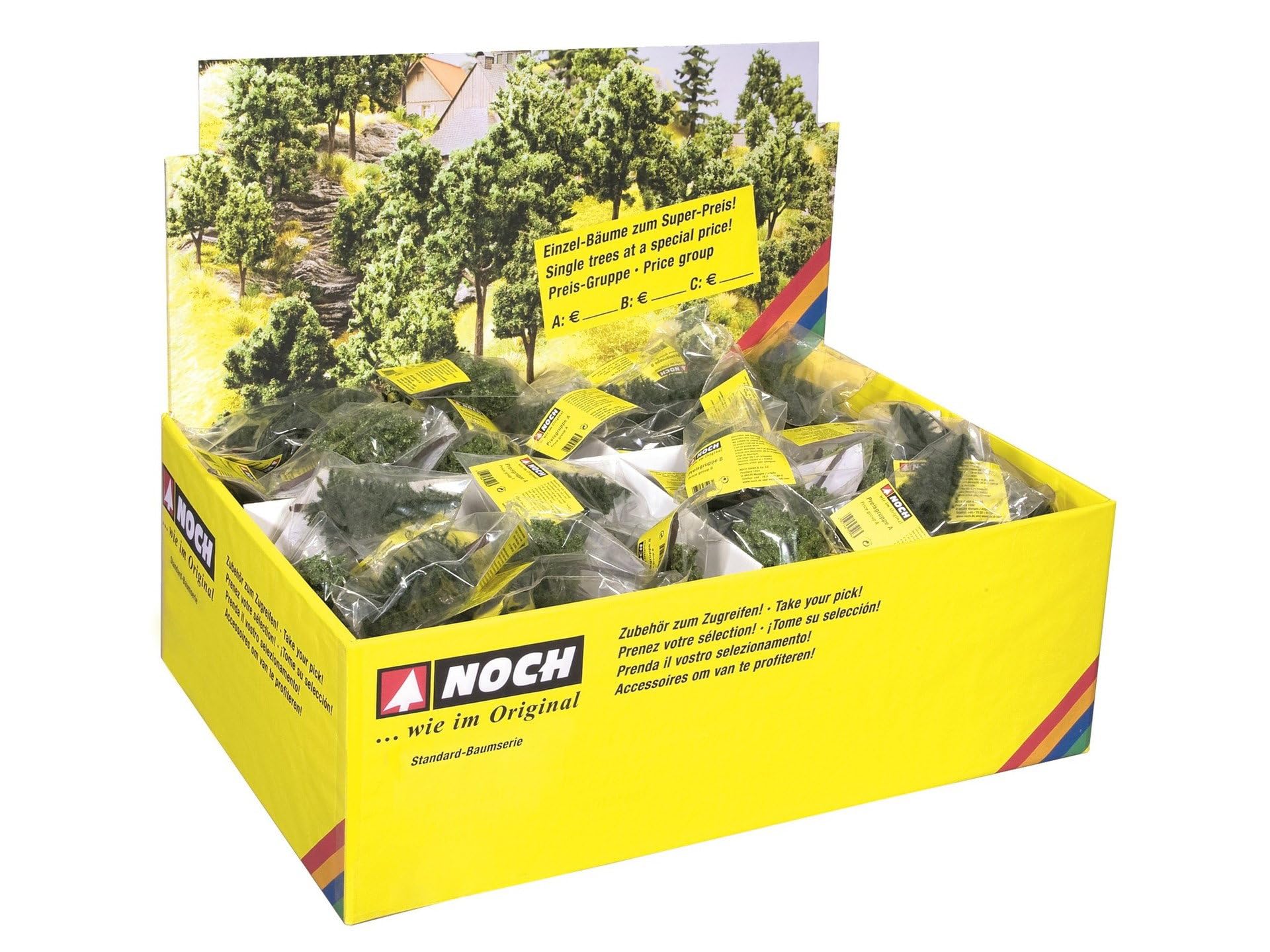 Noch Crown Supplies - 100 Alberi da Fogliame e aghifoglie, con Piedi