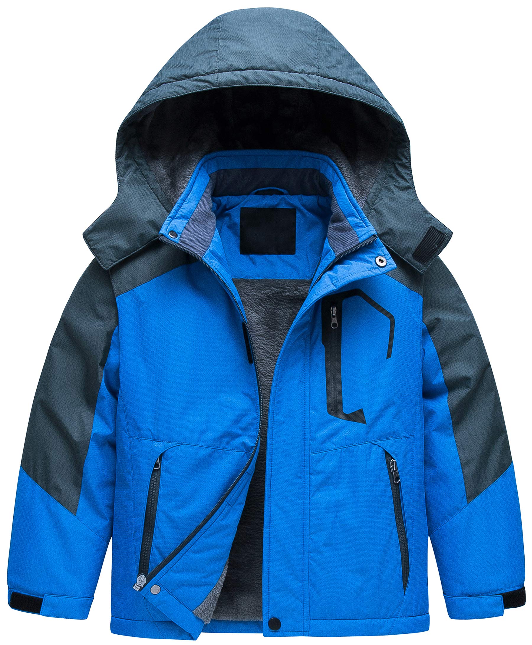 Creatmo Us Boys Blue 'S Waterproof Ski Jacket Warm Winter Snow Coat Windproof Snowboarding Rain Jacket - 10-12