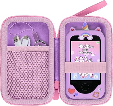 Kids Smart Phone Case Compatible with Luoba/Luyiilo/KOKODI/WEOLULI/DIGIGOOD/Joozfee/Luyiilo Kids Smart Phone Toys,Case for Mini Smart Phone Toys with 2.8" Touchscreen Purple Case,Pink Zipper