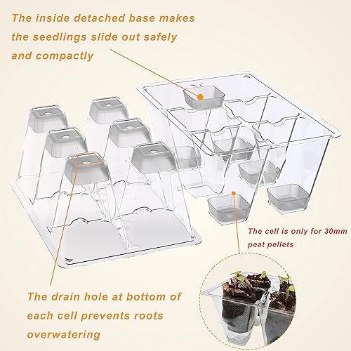 Miniatura 6 de Gardzen Paquete de 10 bandejas de inicio de semillas, bandejas emergentes de germinación de plantas, kit de inicio de semillas con cúpula ventilada