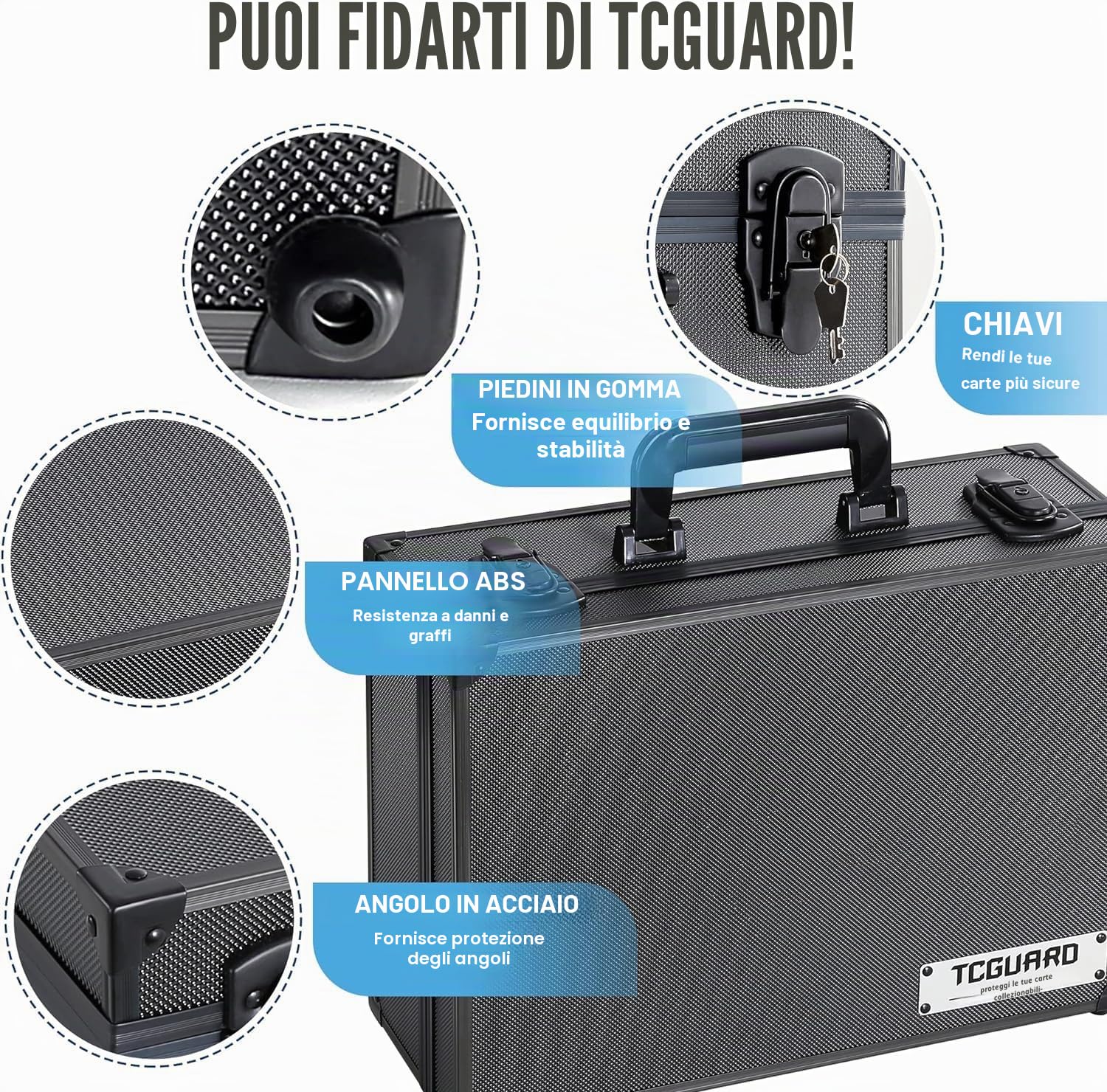 TCGUARD Toploader - Scatola portaoggetti per 3 x 4" 35PT Toploader, impermeabile, antiscivolo, con divisori, per carte di credito