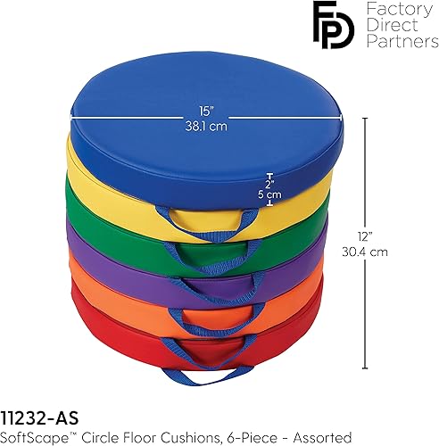Miniatura 7 de Norwood Commercial Furniture - Taburetes apilables coloridos para niños y adultos (17.75 pulgadas de altura) + cojines redondos SoftScape de 15
