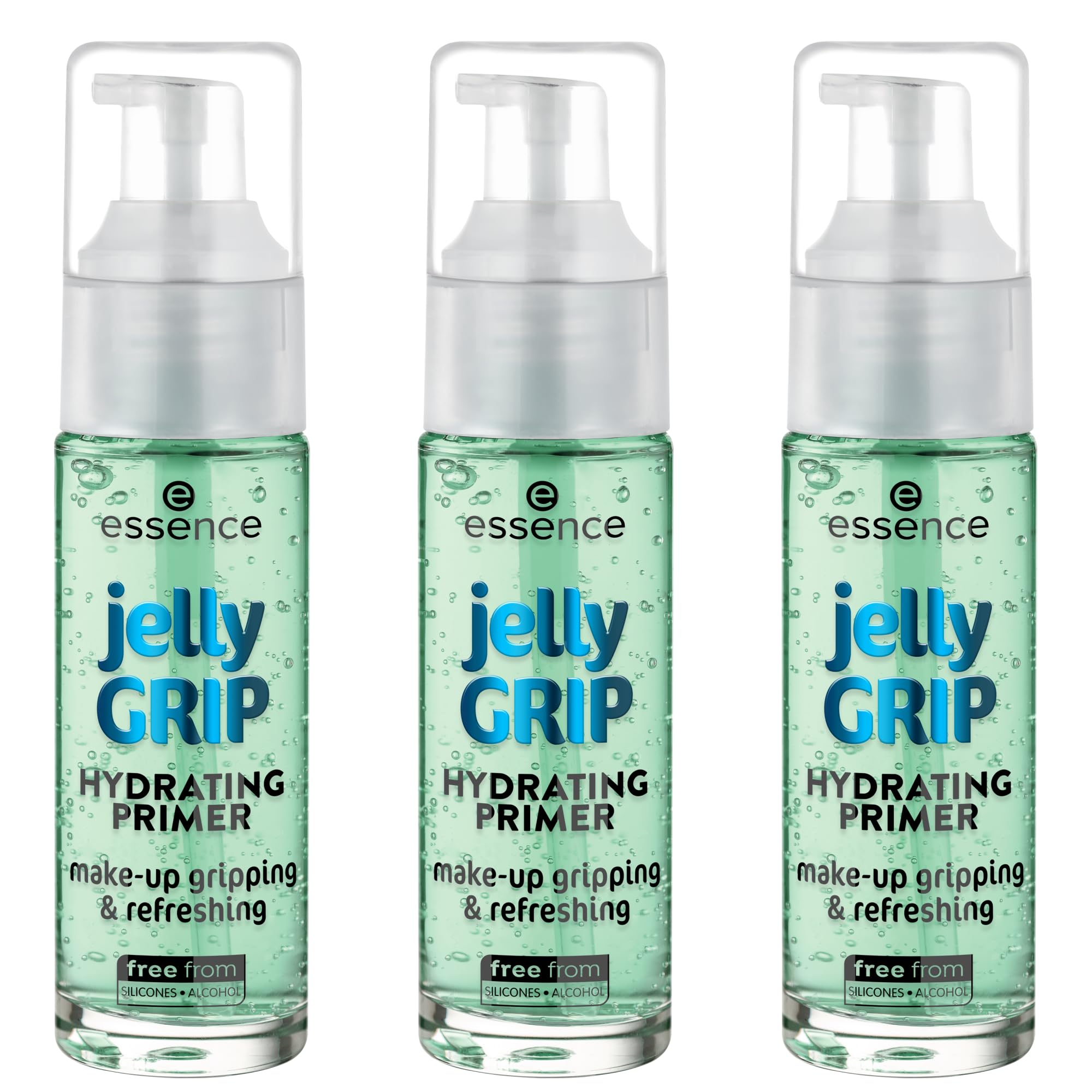 essence cosmetics essence jelly Grip Hydrating Primer, Green, Moisturising, Smoothing, Natural, for Dry Skin, Vegan, Paraben-Free, Nanoparticles Free, Gluten-Free, Pack of 3 (3 x 29 ml)