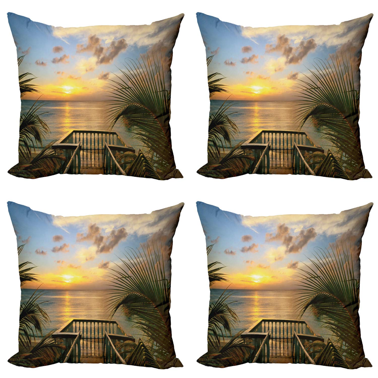 ABAKUHAUS Tropicale Federe Cuscini Set di 2, Surreale Mare Palma