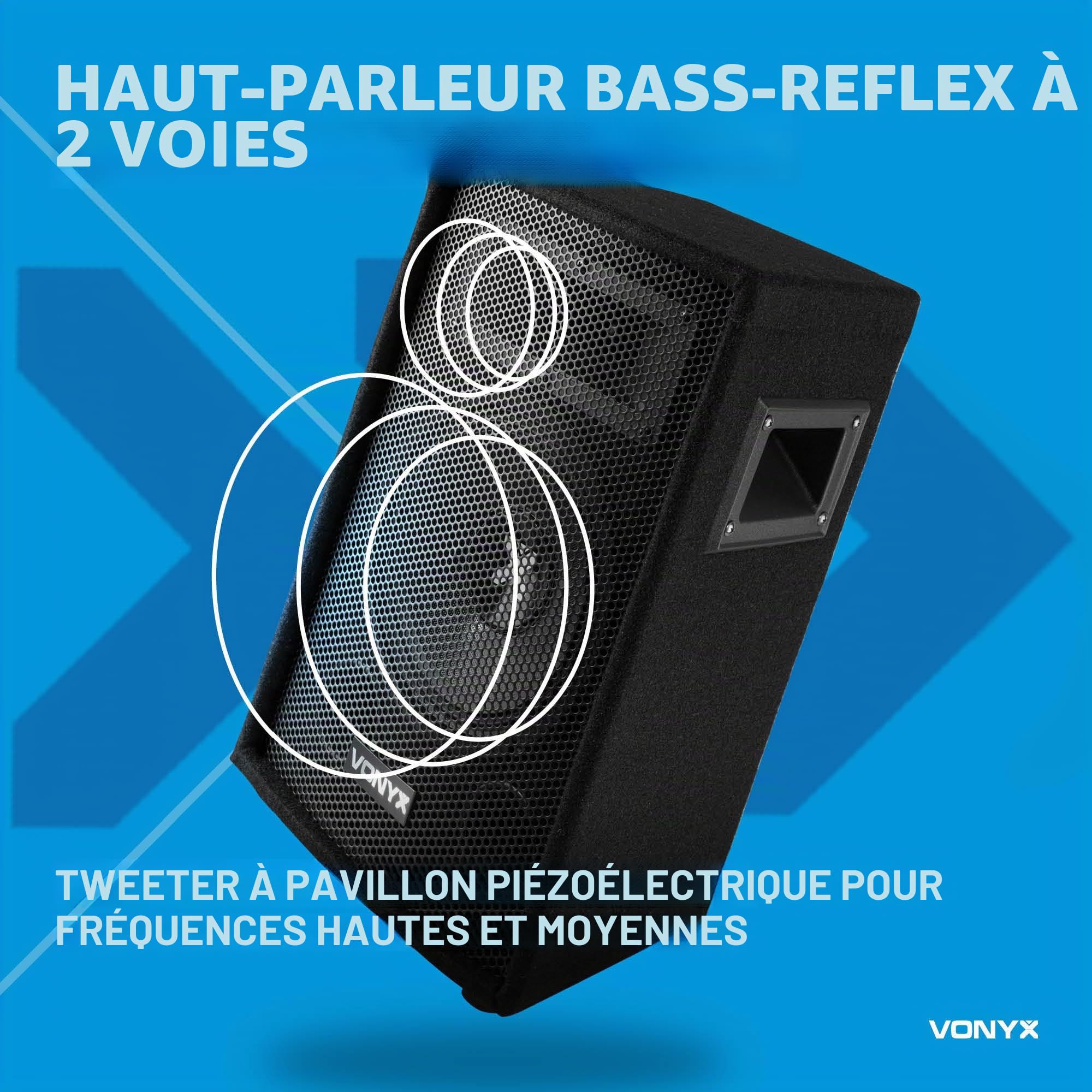 VONYX Pack Sono - 2X Enceintes Passives 800W, Woofer de 15 Pouces, Poignées de Transport, Set de Pieds d'Enceintes et Sacoche, Idéal pour DJ Mobiles